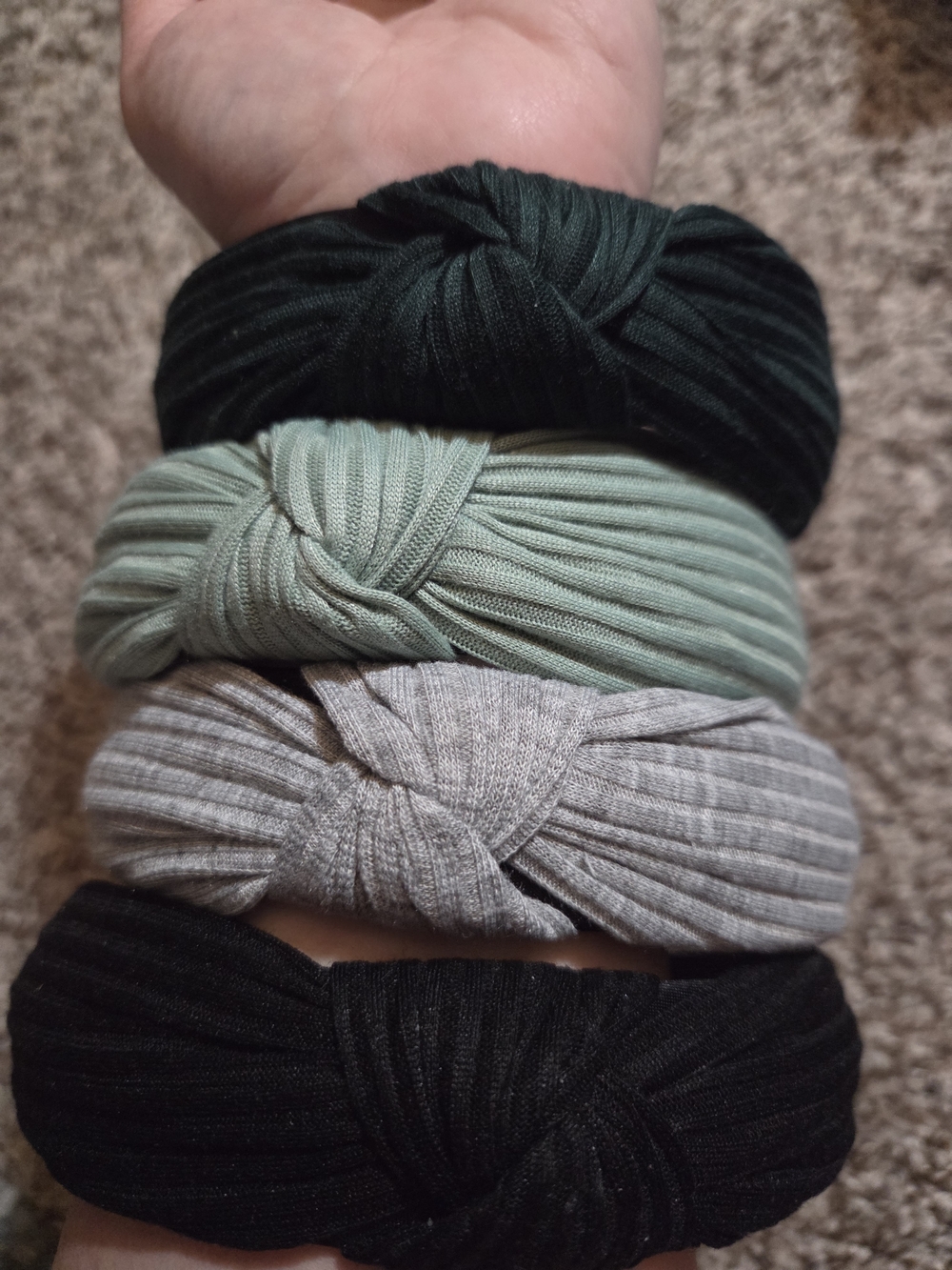 Set of 6 Ribbed Top Knot Headbands